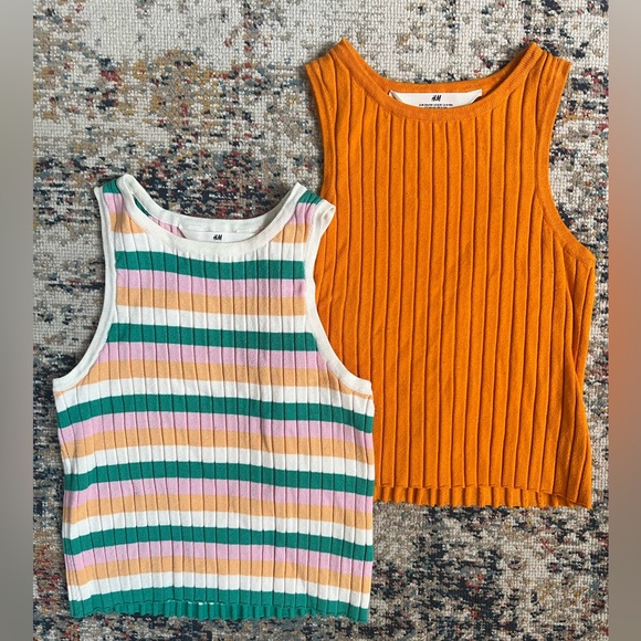 H&M Other - H&M Girls Striped and Solid Tank Tops - Multicolor and Orange